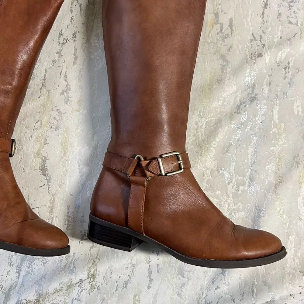 INC International Concepts British tan Leather Riding Boots